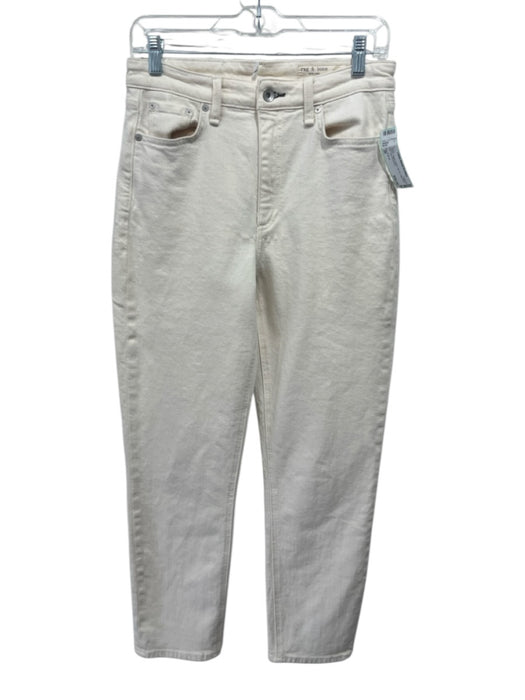 Rag & Bone Size 28 Cream Cotton Denim Zip Fly High Rise Slim Leg Jeans Cream / 28