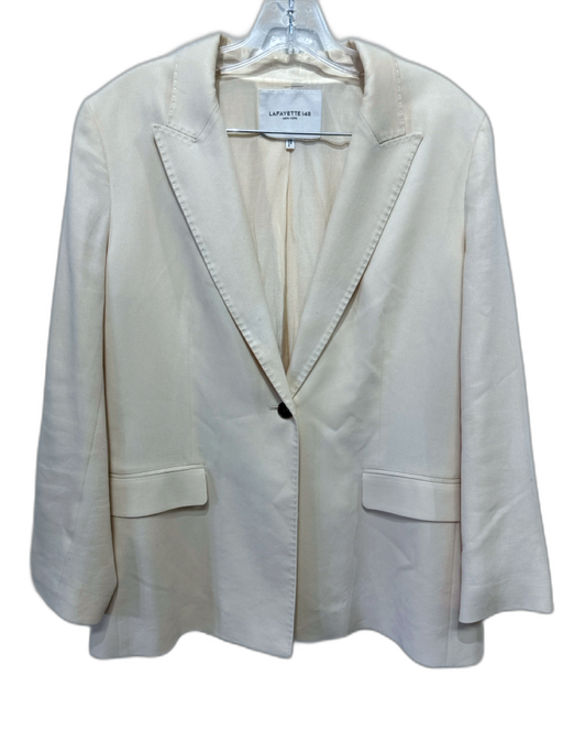 Lafayette 148 Size 8 Cream White Hemp & Cotton Blazer Mid Rise Suit Pants Set Cream White / 8