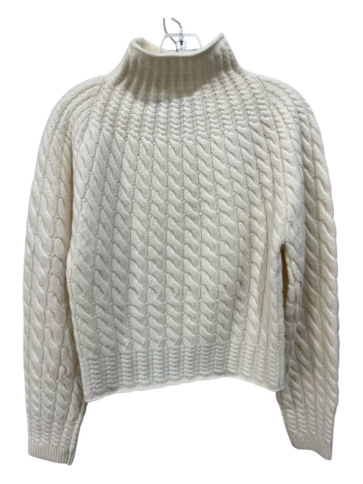 Theory Size S Cream Missing Fabric Cable Knit Turtleneck Sweater Cream / S