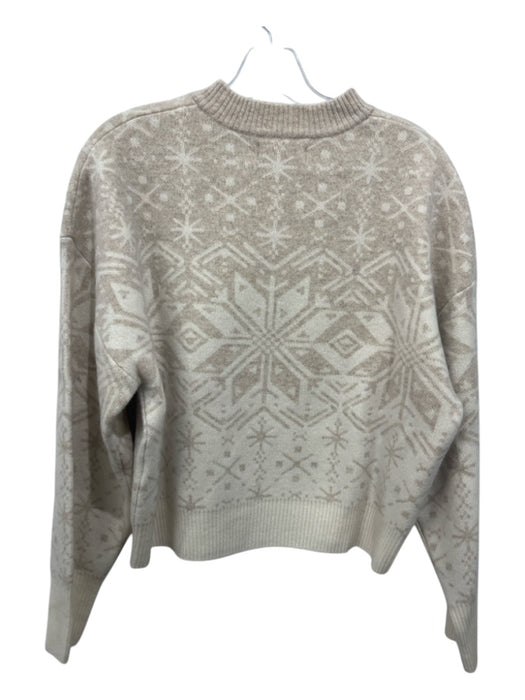 Naadam Size Small Beige & Cream Cashmere Snow Flake Ribbed Accents Sweater Beige & Cream / Small