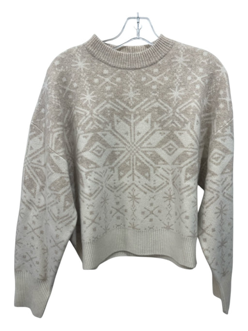 Naadam Size Small Beige & Cream Cashmere Snow Flake Ribbed Accents Sweater Beige & Cream / Small