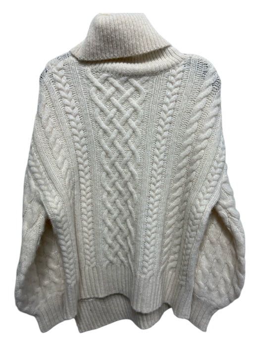 A.L.C. Size M Cream Turtle Neck Ribbed Trim Side Slit Chunky Sweater Cream / M