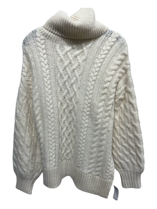 A.L.C. Size M Cream Turtle Neck Ribbed Trim Side Slit Chunky Sweater Cream / M