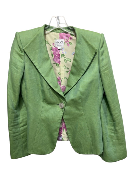 Armani Collezioni Size 4 Light Green Cotton Blend Blazer 1 Button Jacket Light Green / 4