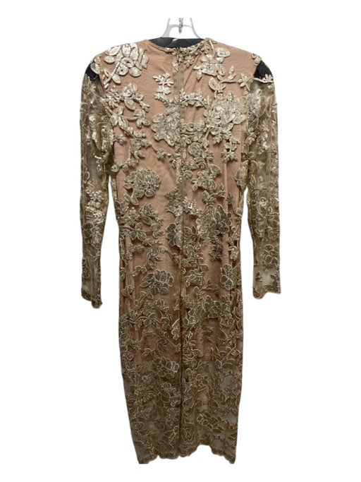 Sisters of Nature Size M Gold & Champagne Poly Blend Sequin Tassels Midi Dress Gold & Champagne / M