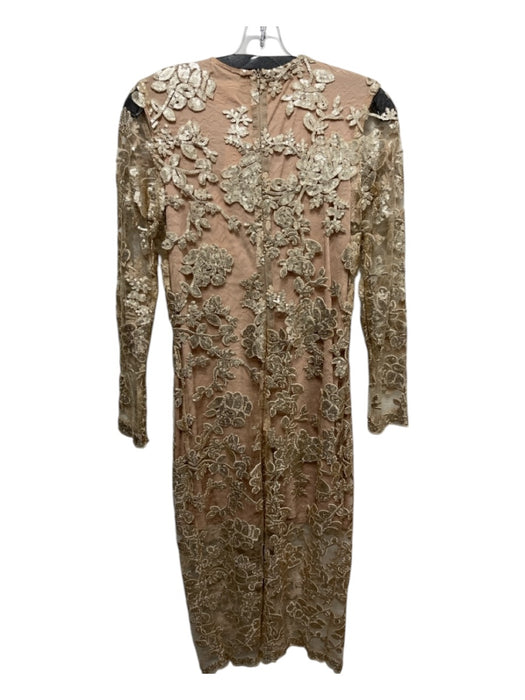 Sisters of Nature Size M Gold & Champagne Poly Blend Sequin Tassels Midi Dress Gold & Champagne / M