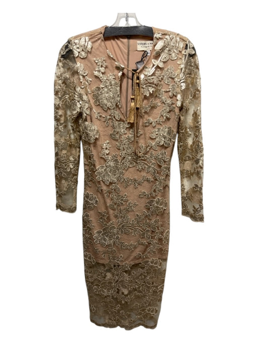 Sisters of Nature Size M Gold & Champagne Poly Blend Sequin Tassels Midi Dress Gold & Champagne / M