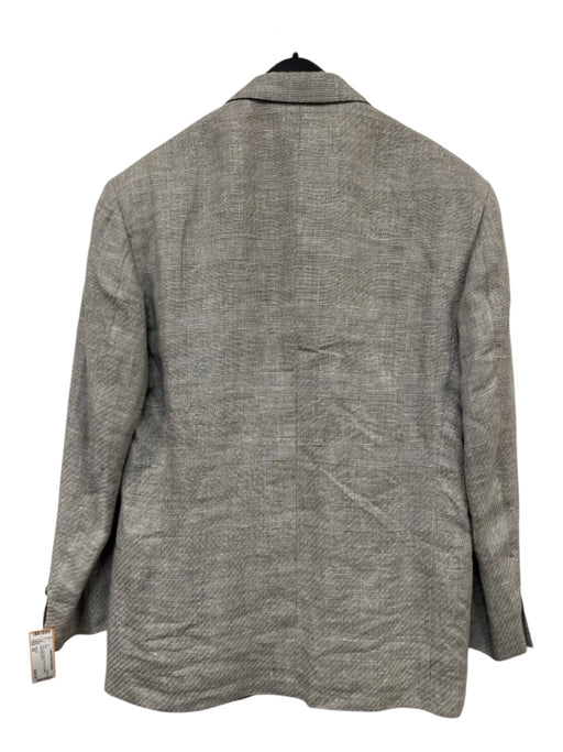 Armani Gray Linen Blend Plaid One Button Men's Suit Gray / 42