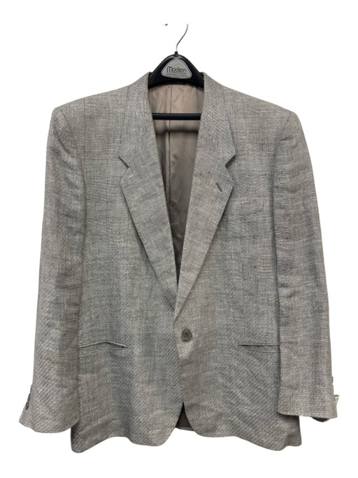 Armani Gray Linen Blend Plaid One Button Men's Suit Gray / 42