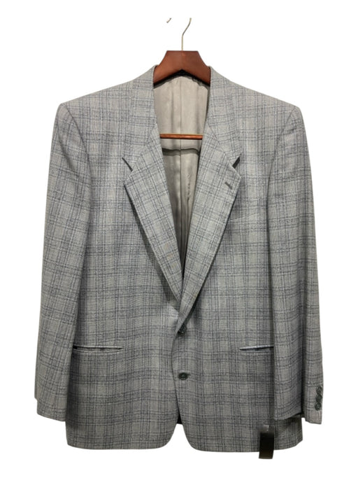 Giorgio Armani Grey & Blue Wool Plaid 2 Button Men's Suit 42R