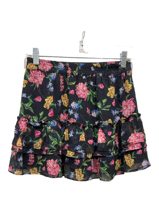 Generation Love Size S Black & Multi Silk Floral Elastic Waist Skirt Set Black & Multi / S