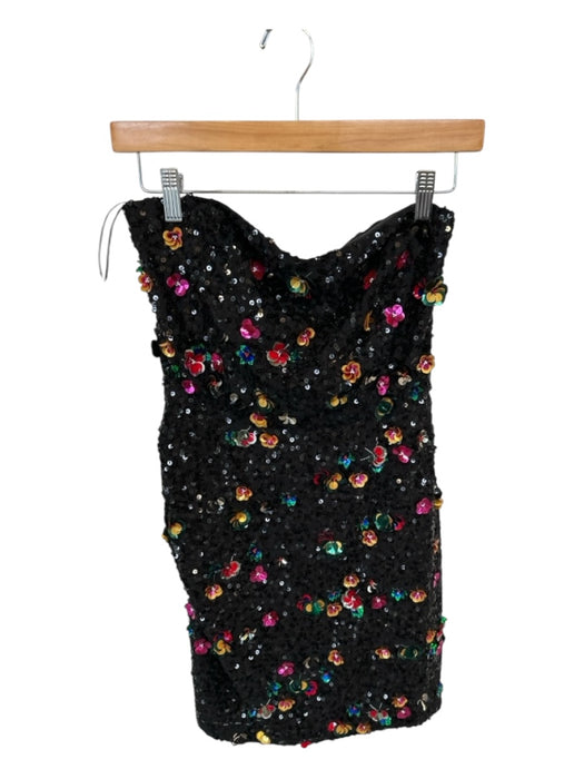 Ramy Brook Size 4 Black & Multi Sequin Strapless Back Zip Mini Dress Black & Multi / 4