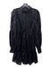 Ted Baker Size 2/M Black Velvet High Neck Stitching Long Puff Sleeve Dress Black / 2/M