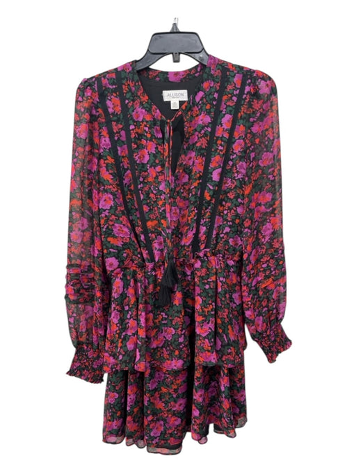 Allison New York Size S Red, Purple & Multi Polyester Elastic Waist Floral Dress Red, Purple & Multi / S