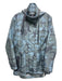 Anorak Size S Blue & Green Nylon Camo Snap & Zip Drawstring hood Jacket Blue & Green / S