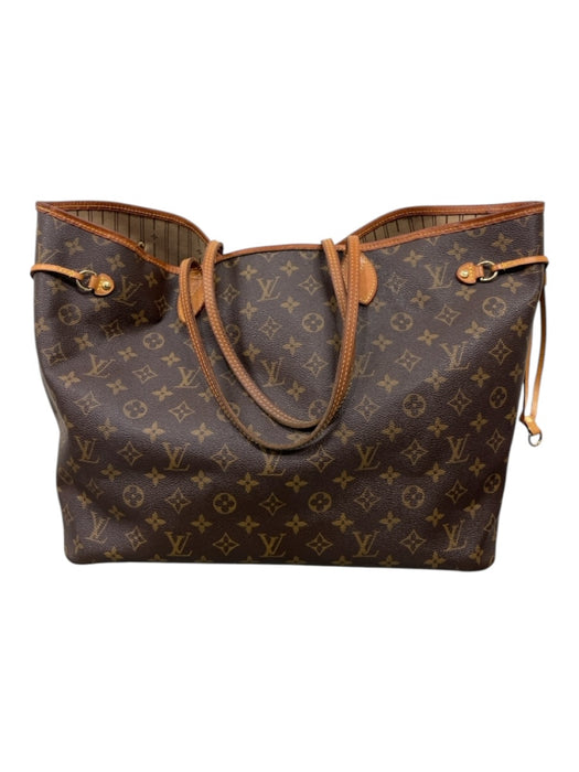 Louis Vuitton Brown Print Leather Monogram Tote 2 Handles Bag Brown Print / L