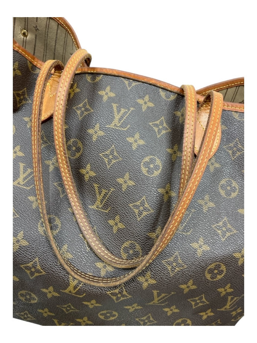 Louis Vuitton Brown Print Leather Monogram Tote 2 Handles Bag Brown Print / L