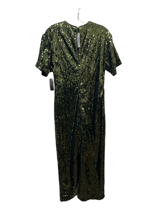 Karen Millen Size 2 Green Polyester Sequined Keyhole Midi Dress Green / 2