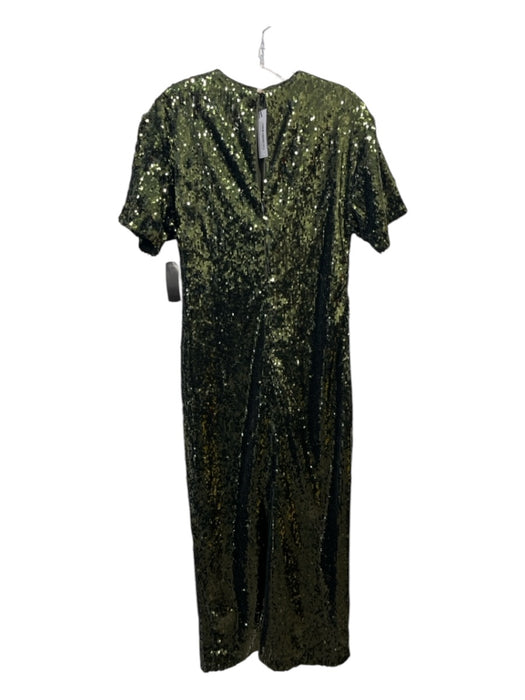 Karen Millen Size 2 Green Polyester Sequined Keyhole Midi Dress Green / 2