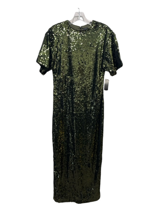 Karen Millen Size 2 Green Polyester Sequined Keyhole Midi Dress Green / 2