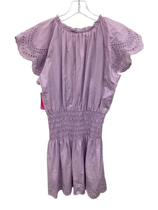 Rails Size L Purple Cotton Blend Eyelets Tie Neck Sleeveless Mini Dress Purple / L