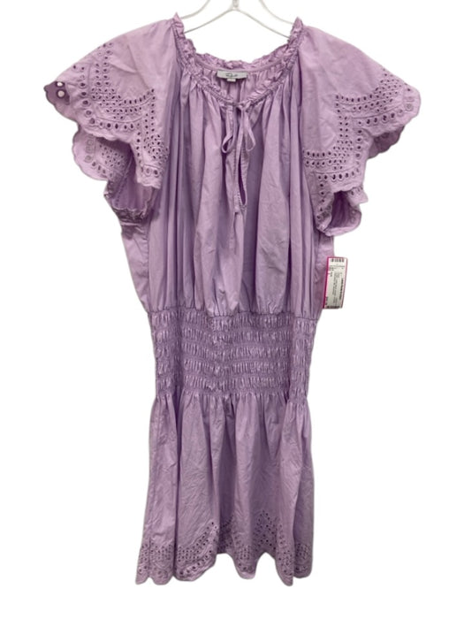 Rails Size L Purple Cotton Blend Eyelets Tie Neck Sleeveless Mini Dress Purple / L