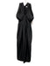 Free People Size S Black Nylon Blend Tie Neck Halter Floor Length Jumpsuit Black / S