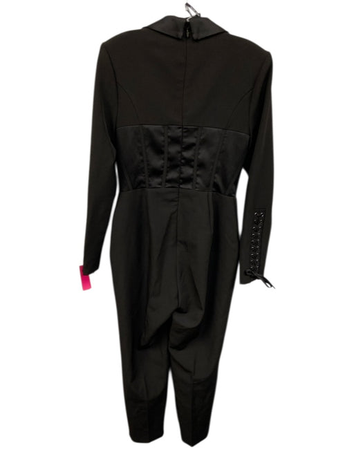 Lavish Alice Size 6 Black Poly Blend Corset Long Sleeve Zip Back Jumpsuit Black / 6