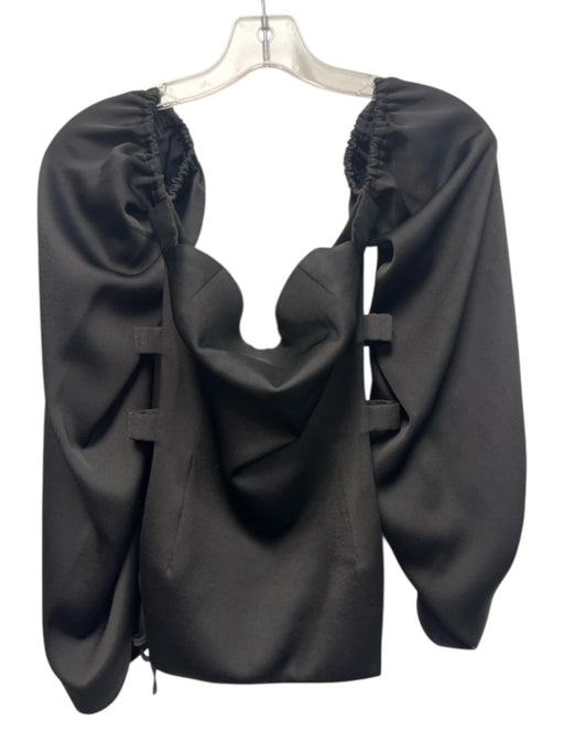 Cult Gaia Size S Black Polyester Off Shoulder Cut Outs Zip Back Satin Top Black / S