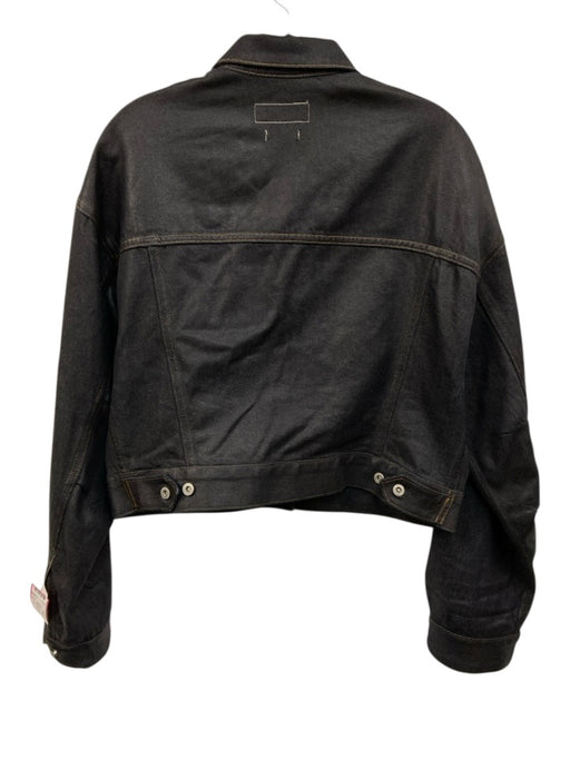 Rag & Bone Size M Black Cotton Blend Coated Button Front Long Sleeve Jacket Black / M
