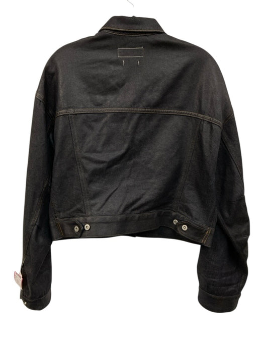 Rag & Bone Size M Black Cotton Blend Coated Button Front Long Sleeve Jacket Black / M