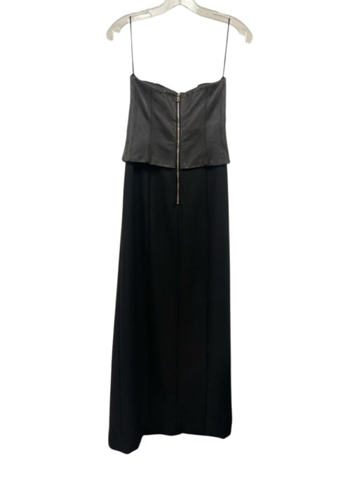 Cinq a Sept Size 8 Black Poly Blend Zip Back Mixed Fabric Long Sleeveless Dress Black / 8
