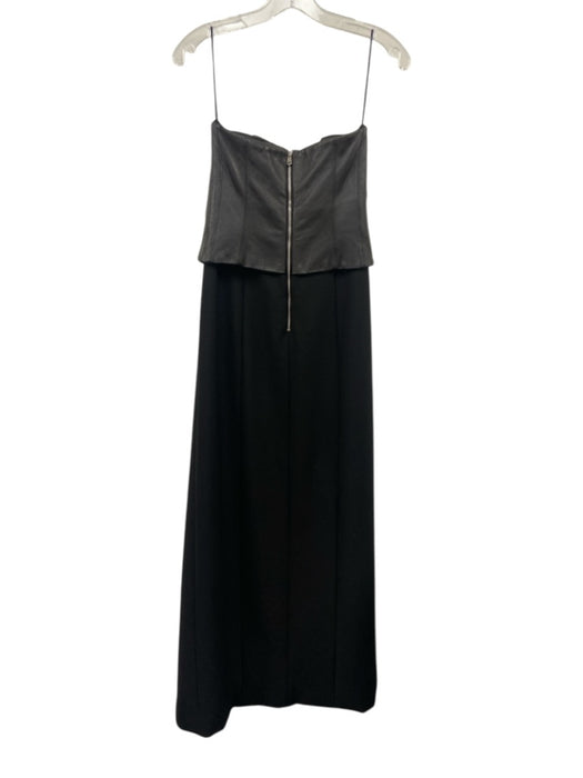 Cinq a Sept Size 8 Black Poly Blend Zip Back Mixed Fabric Long Sleeveless Dress Black / 8