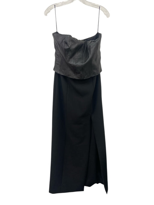 Cinq a Sept Size 8 Black Poly Blend Zip Back Mixed Fabric Long Sleeveless Dress Black / 8