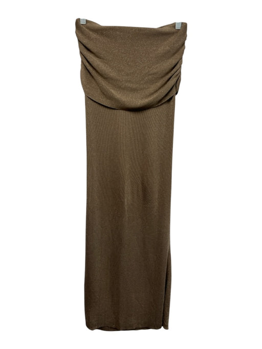 Lovers + Friends Size XS Brown Viscose Blend Off Shoulder Metallic Midi Dress Brown / XS
