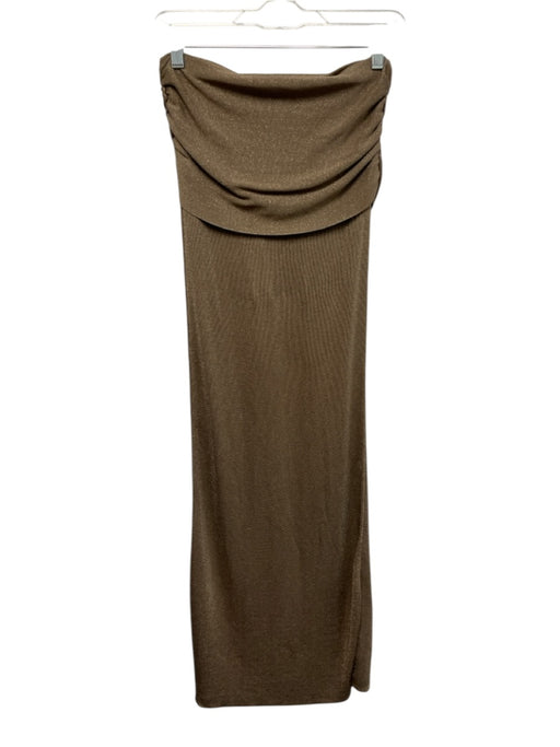 Lovers + Friends Size XS Brown Viscose Blend Off Shoulder Metallic Midi Dress Brown / XS