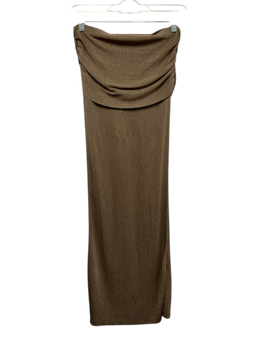 Lovers + Friends Size XS Brown Viscose Blend Off Shoulder Metallic Midi Dress Brown / XS