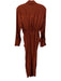 A.L.C. Size 2 Red Viscose Button Front Long Sleeve Tie Waist Satin Dress Red / 2