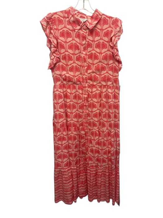 Crown & Ivy Size M Red & Pink Modal Button Front Printed Sleeveless Dress Red & Pink / M