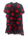 Kate Spade Size XS Black & Red Polyester Floral Short Sleeve Mock Neck Dress Black & Red / XS