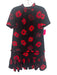 Kate Spade Size XS Black & Red Polyester Floral Short Sleeve Mock Neck Dress Black & Red / XS