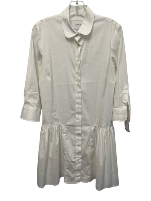 The Shirt Size S White Cotton Blend Button Front Mini Collared Dress White / S