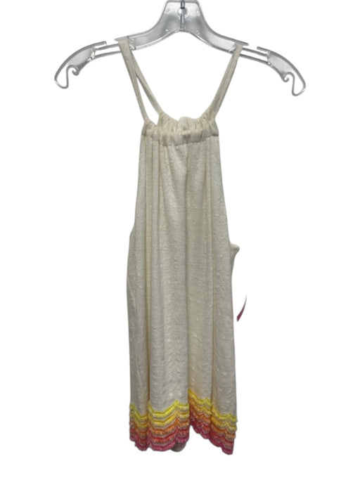 Trina Turk Size L White & Multi Cotton Mini Sleeveless Fringe Detail Top White & Multi / L