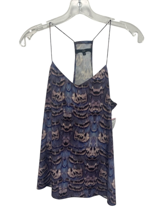 Tibi Size 2 Purple & Multi Poly Blend Straps V Neck Printed Top Purple & Multi / 2
