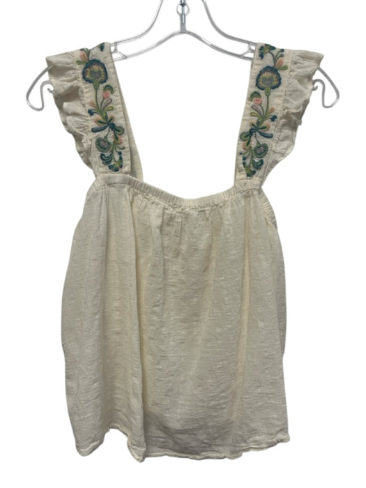 Madewell Size L Cream Cotton Cotton Embroidered Sleeveless Top Cream / L