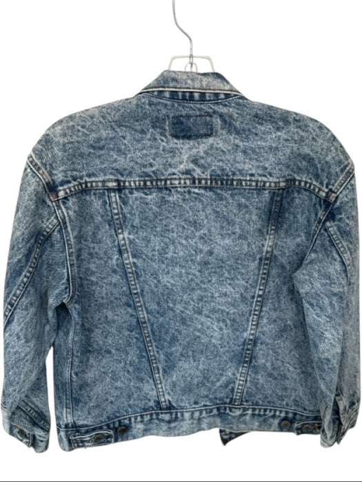 Levi's Size M Med Dark Wash Cotton Acid Wash Cropped Denim Jacket Med Dark Wash / M