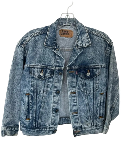 Levi's Size M Med Dark Wash Cotton Acid Wash Cropped Denim Jacket Med Dark Wash / M