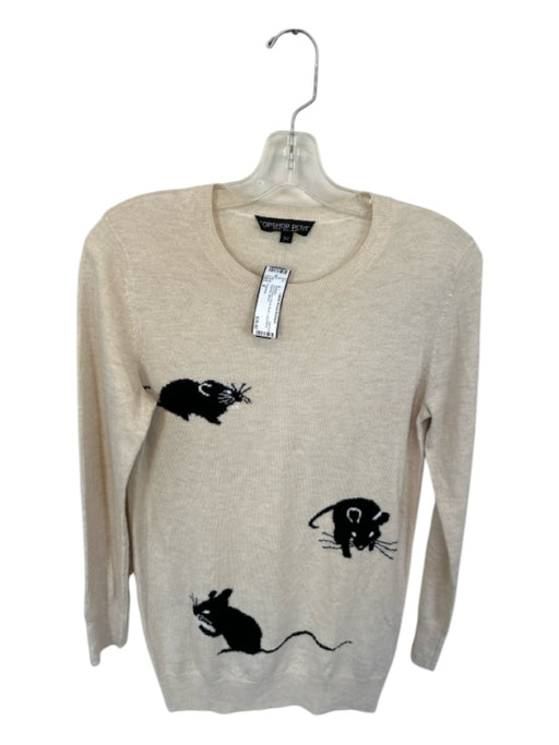 Topshop Size 4 Tan & black Acrylic Blend Long Sleeve Animals Sweater Tan & black / 4