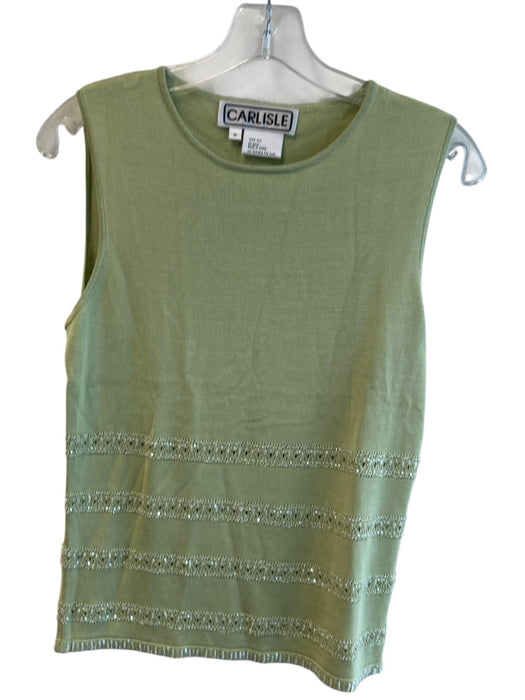 Carlisle Size Medium Light Green Silk Blend Sleeveless Round Neck Top Light Green / Medium
