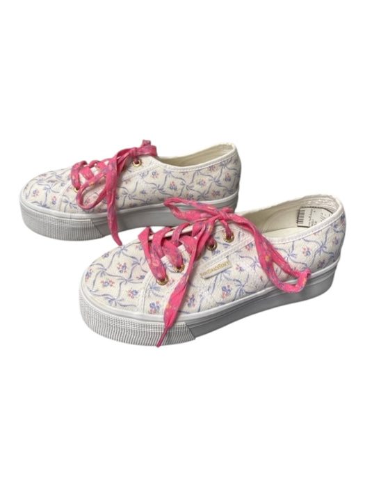 Superga x LoveShackFancy Shoe Size 5 White & Pink Canvas Floral lace up Sneakers White & Pink / 5